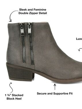 Journee Women’s Jayda Inside-Zip Stacked Heel Booties